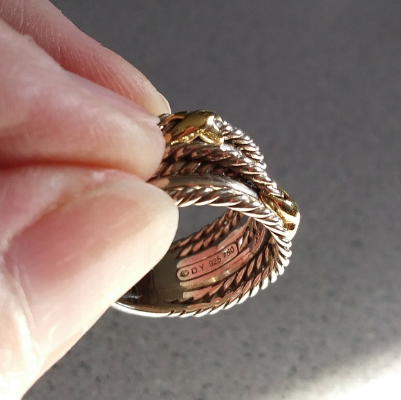 David Yurman Silver and Gold Rope Ring - Picture 2 of 4